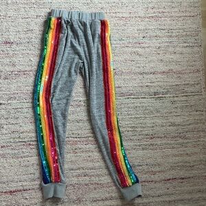 Lola + The Boys Gray Joggers with Colorful Sequin Stripes